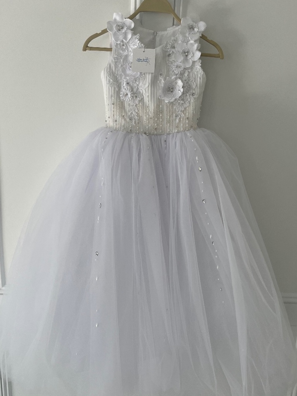White Lace First Communion/flower girl Dress: Tulle Flower Girl Gown
